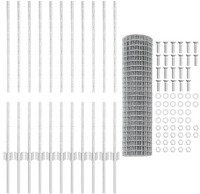 vidaXL Ευρωπαϊκός Φράκτης με 22 Στήλες Ασημί 1x25 μ Χάλυβας