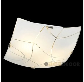 Πλαφονιέρα φωτιστικό τετράγωνο γυάλινο λευκό με γραμμές DL18 ACA-DL187I-Λευκό DL187I