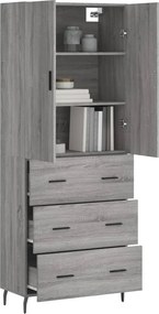 vidaXL Ντουλάπι Γκρι Sonoma 69,5 x 34 x 180 εκ. Επεξεργασμένο Ξύλο