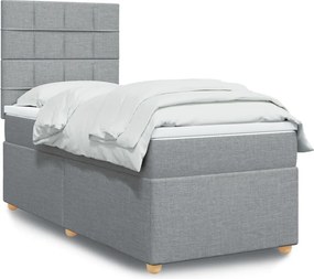 vidaXL Κρεβάτι Boxspring με Στρώμα Ανοιχτό Γκρι 100x200 εκ. Υφασμάτινο
