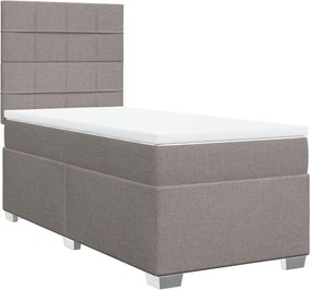 vidaXL Κρεβάτι Boxspring με Στρώμα Taupe 90x200 εκ. Υφασμάτινο