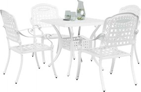 vidaXL Σερβίτσιο τραπεζιού κήπου 5 pcs Λευκό Χυτό αλουμίνιο