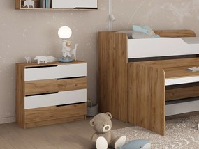 Ξύλινη Συρταριέρα Κρεβατοκάμαρας VENTO με 4 συρτάρια Ρουστίκ/Λευκό 90x45x86cm