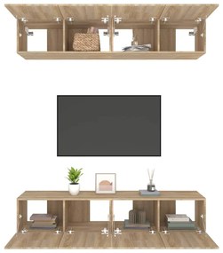 vidaXL Έπιπλα Τηλεόρασης 4 τεμ. Sonoma Δρυς 80x30x30 εκ. Επεξ. Ξύλο