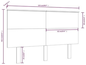 vidaXL Κεφαλάρι Κρεβατιού Μελί 124x6x82,5 εκ. από Μασίφ Ξύλο Πεύκου