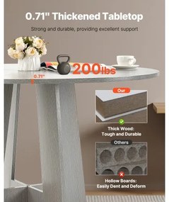 VEVOR 47 in Round Dining Table Wood Kitchen Table for 2-4 Person (Only Table)