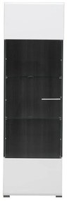 Βιτρίνα Enzo 1K VS Λευκό - Black Grey Wood - Λευκή Λάκα 58*35*190 εκ. 58x35x190 εκ.