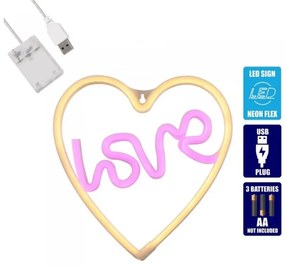 Διακοσμητικό Φωτιστικό Neon Led Θερμό Λευκό Love &amp; Heart 78591 Globostar 78591 Πολύχρωμο