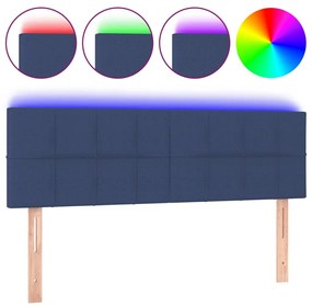 vidaXL Κεφαλάρι Κρεβατιού LED Μπλε 144x5x78/88 εκ. Υφασμάτινο