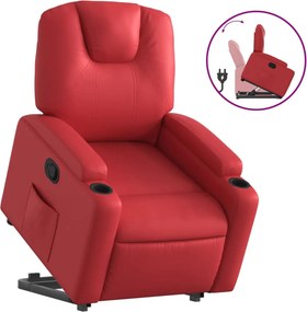 vidaXL Πολυθρόνα Ανακλινόμενη με Ανύψωση Κόκκινη από Συνθετικό Δέρμα