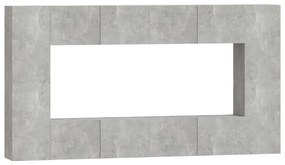 vidaXL Σετ Επίπλων Τηλεόρασης 8 Τεμαχίων Γκρι Σκυρ. Επεξεργασμένο Ξύλο