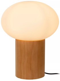 Φωτιστικό Επιτραπέζιο Lucide 05550-20-61 BIRTLE Λευκό (White)|Ξύλο Φυσικό χρώμα (Wood Natural Finish)