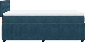 vidaXL Κρεβάτι Boxspring με Στρώμα Μπλε 80 x 200 εκ. Βελούδινο