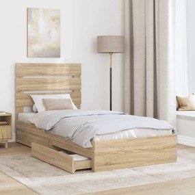 vidaXL Κρεβάτι Αποθήκης Δρύς Sonoma 70 x 190 cm Επεξεργασμένο ξύλο