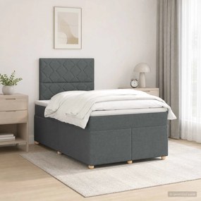 vidaXL Κρεβάτι box spring με στρώμα Σκούρο Γκρι 120 x 200 cm Ύφασμα