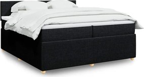 vidaXL Κρεβάτι Boxspring με Στρώμα Μαύρο 200x200 εκ. Υφασμάτινο