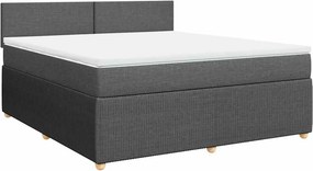 vidaXL Κρεβάτι Boxspring με Στρώμα Σκούρο Γκρι 180x200 εκ Υφασμάτιν