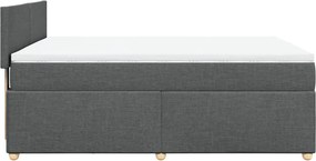 vidaXL Κρεβάτι Boxspring με Στρώμα Σκούρο Γκρι 140x200 εκ Υφασμάτινο