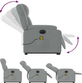 vidaXL Πολυθρόνα Μασάζ Ηλεκ. Ανακλινόμενη Ανύψωση Αν. Γκρι Υφασμάτινη