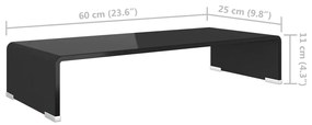 Βάση Τηλεόρασης/Οθόνης Μαύρη 60 x 25 x 11 εκ. Γυάλινη - Μαύρο