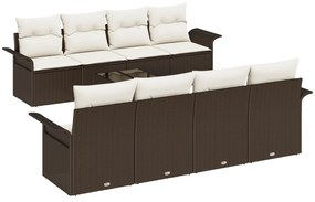 vidaXL 9 Piece Garden Sofa Set with Cushions Brown Poly Rattan