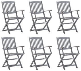 Καρέκλες Εξωτ. Χώρου Πτυσσόμενες 6 τεμ. από Μασίφ Ξύλο Ακακίας - Γκρι