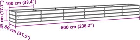 vidaXL Γλάστρα Ανοιχτό γκρι 600 x 80 x 45 cm Ατσάλι