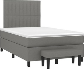 vidaXL Κρεβάτι Boxspring με Στρώμα Σκούρο Γκρι 120x190 εκ Υφασμάτινο