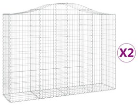 vidaXL Συρματοκιβώτια Τοξωτά 2 τεμ. 200x50x140/160 εκ. Γαλβαν. Ατσάλι