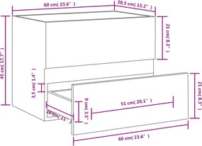 vidaXL Ντουλάπι Νιπτήρα Λευκό 60x38,5x45 εκ. από Επεξεργασμένο Ξύλο