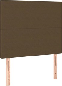 vidaXL Κρεβάτι Boxspring με Στρώμα &amp; LED Σκ.Καφέ 90x190 εκ. Υφασμάτινο