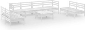 vidaXL Σαλόνι Κήπου Σετ 9 Τεμαχίων Λευκό από Μασίφ Ξύλο Πεύκου