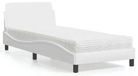 vidaXL Κρεβάτι με Στρώμα Dover Λευκό 80 x 200 εκ. Συνθετικό Δέρμα