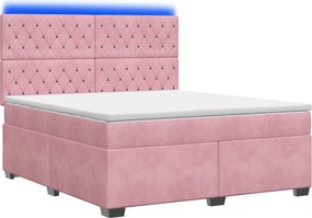 vidaXL Κρεβάτι box spring με στρώμα Ροζ 140 x 200 cm Βελούδο