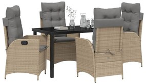 vidaXL Σέτ φαγητού για κήπο 5 pcs Μπεζ συνθετικό ρατάν