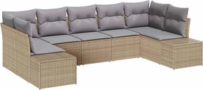 vidaXL Σετ Καναπέ Κήπου 7 pcs Μπέζ και Ανοιχτό Γκρι Πολυ ράταν