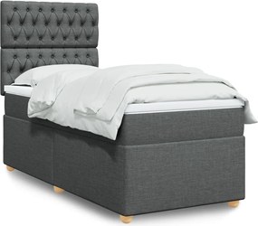 vidaXL Κρεβάτι Boxspring με Στρώμα Σκούρο Γκρι 100x200 εκ. Υφασμάτινο