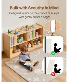 VEVOR Montessori Bookshelf, 1140 mm Width Toy Storage Organizer, 5-Section Kids Display Storage Cabinet, Daycare Furniture, Kids Bookshelf for Bedroom, Nursery, Living Room, Entryway, Preschool, Brown
