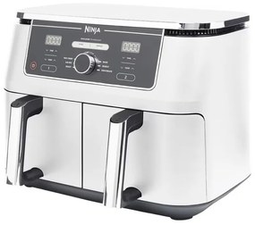 Ninja AF400EUWH διπλή φριτέζα θερμού αέρα, 2470W, 9,5 l, 6 προγράμματα, 40-240 C, ανεξάρτητες ζώνες, Λευκό