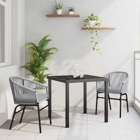 vidaXL Σέτ φαγητού για κήπο 3 pcs Γκρι Πολυ ράταν