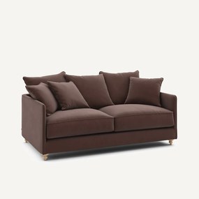 Καναπές-κρεβάτι 3 θέσεων compact από λινό βελούδο, Lazare