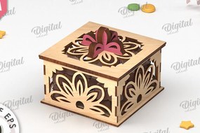 Σετ των 2 Intra απο ξύλο plywood Χρώμα wenge 3mm-4mm πάχος - Διακοσμητικό Ξύλινο Κουτί Δώρου Κοπή Laser Δίασταση 15x15 cm INTRAFABR-114206667
