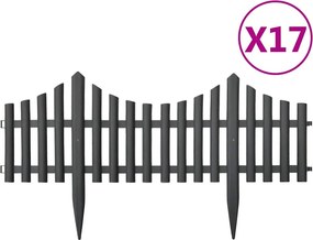 vidaXL Μπορντούρες Γκαζόν 17 τεμ. Ανθρακί 10 μ. από Πολυπροπυλένιο