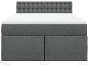 vidaXL Κρεβάτι Boxspring με Στρώμα Σκούρο Γκρι 140x200 εκ Υφασμάτινο