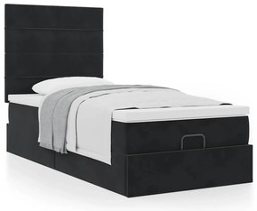 vidaXL Οθωμανικό κρεβάτι με στρώματα Μαύρο 90x200cm Velvet