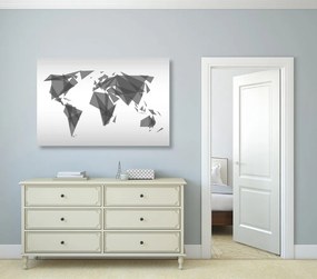 Εικόνα γεωμετρικού παγκόσμιου χάρτη σε ασπρόμαυρο σχέδιο - 120x80