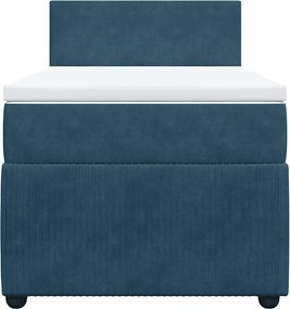 vidaXL Κρεβάτι Boxspring με Στρώμα Μπλε 90x200 εκ. Βελούδινο