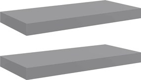 vidaXL Ράφια Τοίχου 2 τεμ. Γκρι 50x23,5x3,8 εκ. MDF