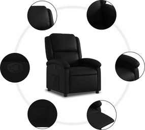 vidaXL Πολυθρόνα με Ανακλινόμενη Πόρτα Μαύρη από Συνθετικό Δέρμα