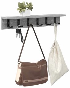 vidaXL Τοίχου Κρεμάστρα με ράφι Γκρι sonoma 60 x 10.5 x 10.5 εκ